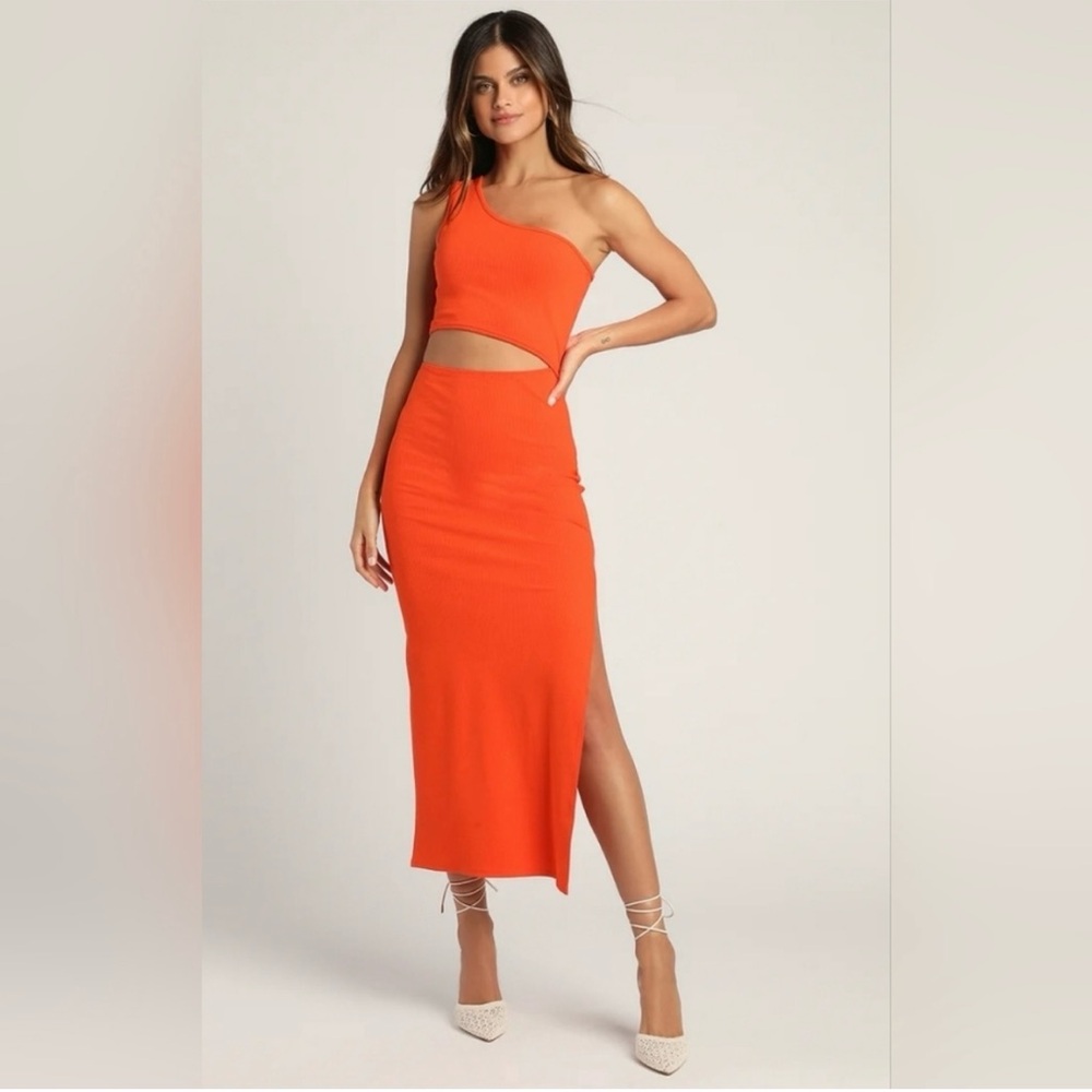 NWT Lulu's One Shoulder Orange Dress